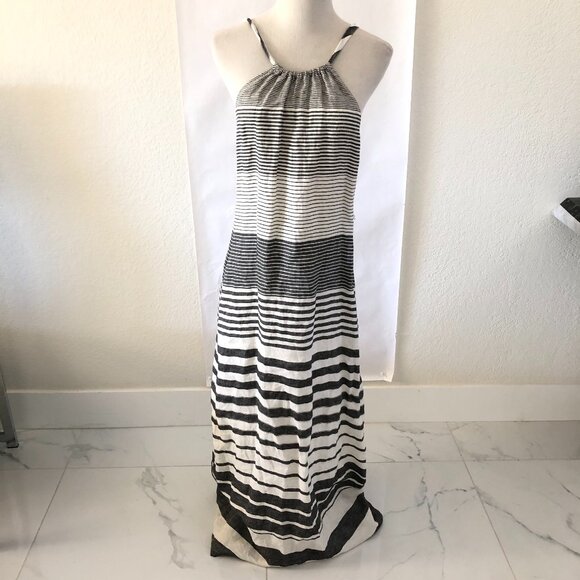 Tommy Bahama Women’s Linen Maxi Dress Size XS Gray White Stripped Beach Vacation - Picture 3 of 8